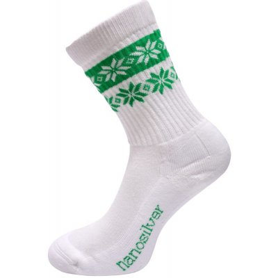 Nanosilver Termo ponožky se stříbrem SNOW bílo/zelená