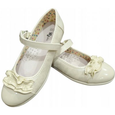 Wojtyłko 3B237161 dívčí baleríny boty k šatům se zapínáním na suchý zip béžové – Zboží Mobilmania