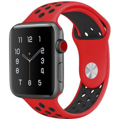 Bomba Sportovní silikonový řemínek pro Apple Watch Velikost ciferníku Apple watch: 42/44/45mm, Barva řemínku: Černá - červená SN10-42_45MM-BLACK_RED