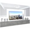 Obývací stěna Belini Premium Full Version bílý lesk šedý antracit Glamour Wood LED osvětlení Nexum 20