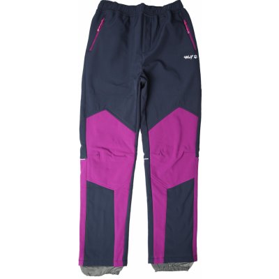Wolf B2297 Dívčí softshellové kalhoty zateplené tmavě modrá/ fialovorůžová – Zboží Mobilmania