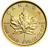 Royal Canadian Mint Maple zlatá mince 50 CAD Leaf stand 1/10 oz