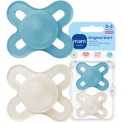 Mam silikon dudlík Start s krabičkou Boy modrá/smetanová 2 ks – Sleviste.cz