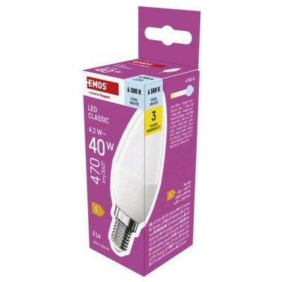 Emos LED žárovka Classic svíčka E14 4,2 W 40 W 470 l – Hledejceny.cz