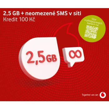 Vodafone SIM karta Datuj (100,- Kč kredit + 2,5GB data)