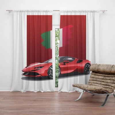 Sablio Závěs Ferrari Italská vlajka na červeném bloku: 2ks 140x250cm – Hledejceny.cz
