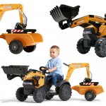 FALK Šlapací traktor Case IH Beckhoe s nakladačem rypadlem a vlečkou – Sleviste.cz