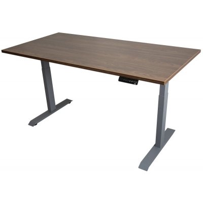 ZLKL Polohovací stůl dvoumotorový šedá podnož / ořechová deska P00049-5 – Sleviste.cz