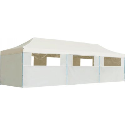 OMAXI 706649 Skládací nůžkový party stan s 8 bočními stěnami 870x291x315 cm krémový – Hledejceny.cz