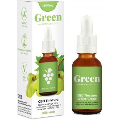 Green Pharmaceutics CBD Bílé víno tinktura 5 % 1500 mg 30 ml