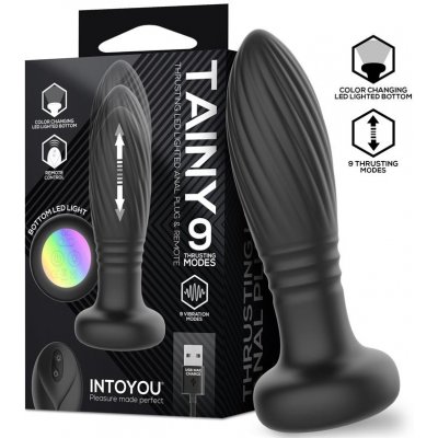 InToYou Tiany Thrusting Led Lighted Anal Plug with Remote Control Black