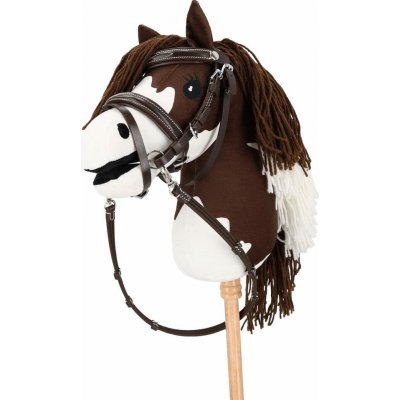 Uzdečka QHP Luxury Stitched Hobby Horse tmavě hnědá – Zboží Mobilmania