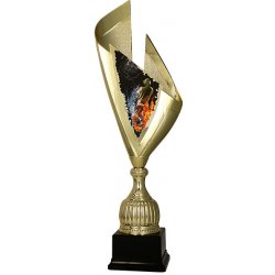 Zlatá kovová trofej se štítem Rybolov 60 cm