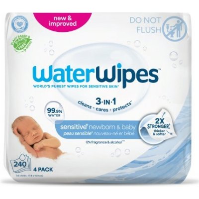 WATERWIPES Vlhčené ubrousky bez obsahu plastů 4 x 60 ks – Zbozi.Blesk.cz