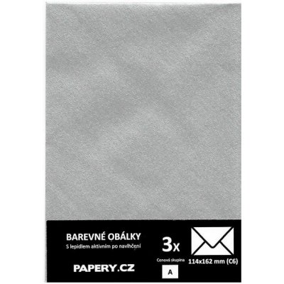 HYBLER S.R.O. barevná obálka 114X162 STŘIBRNÁ METALICKÁ, 3 kusy, 100 gm2, olizová – Zboží Živě
