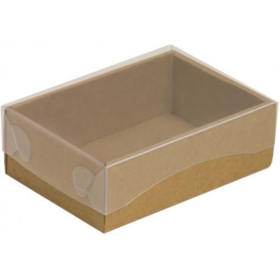 Dárková krabička s průhledným víkem 150x100x50/35 mm, kraftová - hnědá – Zboží Mobilmania