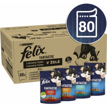 Felix Fantastic hovězí kuře tuňák treska v želé 80 x 85 g