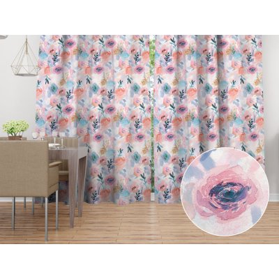 Biante Sametový závěs Tamara TMR-030 Růžovo-modré akvarelové květy 135x190 cm – Hledejceny.cz