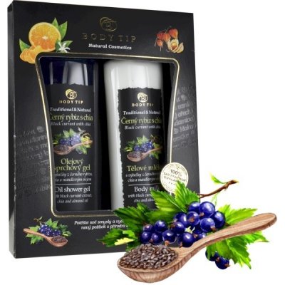 Body tip Černý rybíz s chia sprchový gel 200 ml + tělové mléko 200 ml dárková sada – Zbozi.Blesk.cz