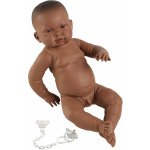Llorens 45003 NEW BORN CHLAPEČEK realistická miminko černé rasy s celovinylovým tělem 45 cm – Sleviste.cz