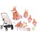 Smoby Set kočárek s dvojčaty panenkami na procházce Twin Pushchair Sandy Maxi Cosi&Quinny a kufřík s klokankou a taškou – Hledejceny.cz