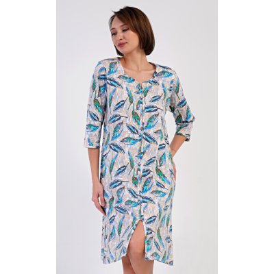 Dámské domácí šaty Listy L tyrkysová – Zboží Dáma