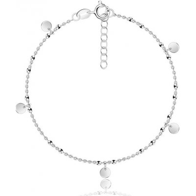 Šperky eshop Náramek na kotník ze stříbra ploché kruhy hladké korálky R48.16 – Hledejceny.cz