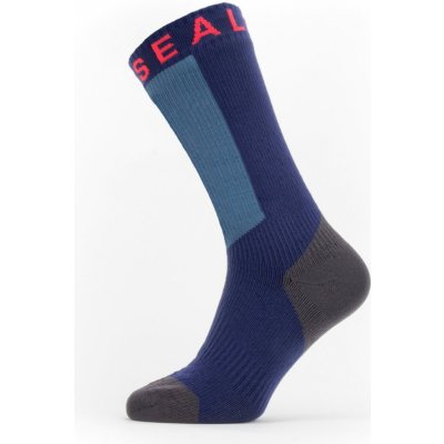 SealSkinz Nepromokavé ponožky WF Warm Weather Mid Length with Hydrostop modrá/červená – Zboží Mobilmania