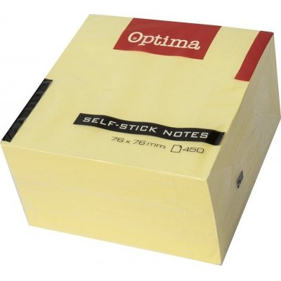 Samolepicí blok OPTIMA 75 × 75 mm, žlutý, 450 listů, 122914 – Hledejceny.cz
