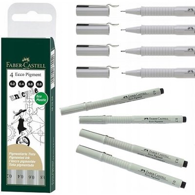 Faber-Castell 6700 Popisovač Ecco Pigment sada černé, sudé hroty 4 ks – Zboží Mobilmania