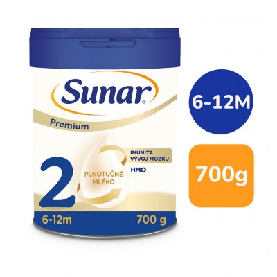 Sunar Premium 2 HMO pokračovací kojenecké mléko 700 g – Hledejceny.cz