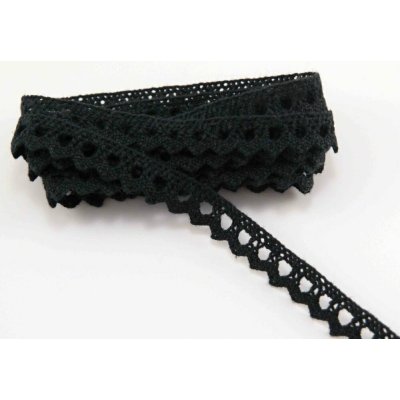 Bavlněná paličkovaná krajka - s obloučky - černá - šířka 1 cm – Hledejceny.cz