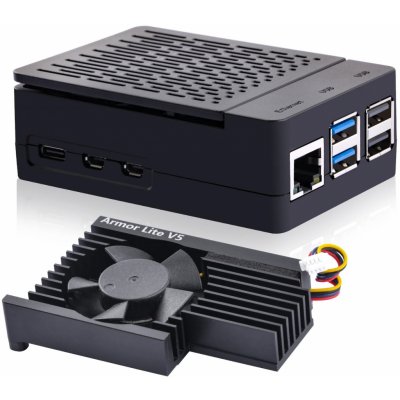 52Pi Krabička pro RPi 5 s aktivním chlazením Armor lite V5 – Zboží Živě