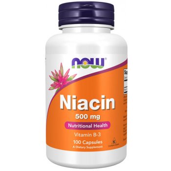 NOW Vitamin B3 Niacin kyselina nikotinová 500 mg x 100 kapslí