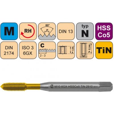 NÁSTROJE CZ Tvářecí závitník /CZZ2910/ pro metrický závit CZZ Závit: M8 6HX – Hledejceny.cz