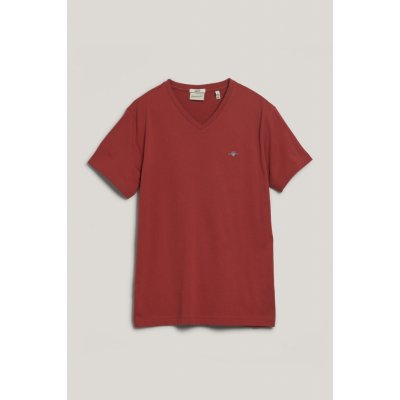 Gant SLIM Shield V-NECK t-shirt IRON RED – Sleviste.cz
