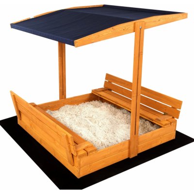 Sand Tropic Dřevěné pískoviště s lavičkami a stříškou 120x120cm modré – Hledejceny.cz