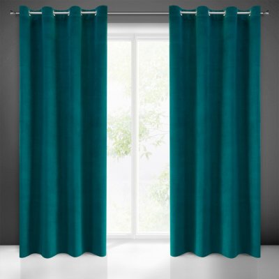 EUROFIRANY ZATEMŇOVACÍ ZÁVĚS NA KROUŽCÍCH MILO 140X250 CM TMAVĚTYRKYSOVÁ – Hledejceny.cz