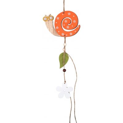 Závěs dřevo 125x85mm šnek, přírodní, oranžová – Sleviste.cz
