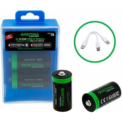 PATONA nabíjecí baterie LR14 (C) Li-lon 2300mAh 1,5V s USB-C nabíjením, 2ks v balení – Zboží Živě