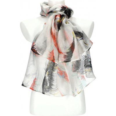 dámský letní barevný šátek v motivu pírek černá – Zboží Dáma