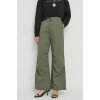 Dámské klasické kalhoty Calvin Klein Jeans dámské kalhoty široké high waist J20J222609 zelené