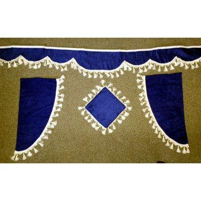 Záclonky UNI třásně- sada malá - Modrá + bílé třásně – Zboží Mobilmania