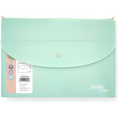 Spoko ReLeaf obálka se zipem, kapsa s drukem, A5, PP, SoftTouch, zelená – Zboží Živě