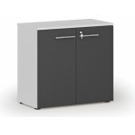 Primo Kancelářská skříň s dveřmi WHITE, 740 x 800 x 420 mm, bílá/grafit – Zboží Dáma