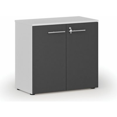 Primo Kancelářská skříň s dveřmi WHITE, 740 x 800 x 420 mm, bílá/grafit – Zboží Dáma