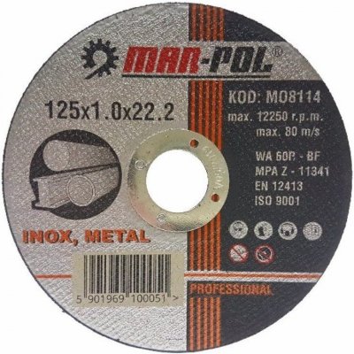 Kotouč řezný na ocel, nerez, 125x1,0x22,2mm MAR-POL M08114 – Zboží Mobilmania