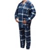 Pánské pyžamo Xcena pánské pyžamo dlouhé propínací flanel modrá