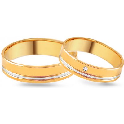 iZlato Forever Zlaté kombinované snubní prsteny se zirkonem SKOB042V