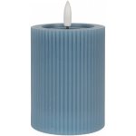 Modrá válcová svíčka s vroubkováním Led Candle - Ø 8*13 cm / 2*AA - Clayre & Eef – Hledejceny.cz